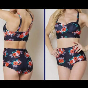 SALE Floral High Waist Two Piece Swimsuit